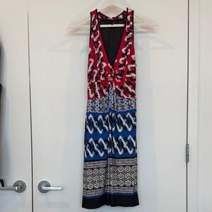 Laundry By Shelli Segal Red and Blue Patterned Dress